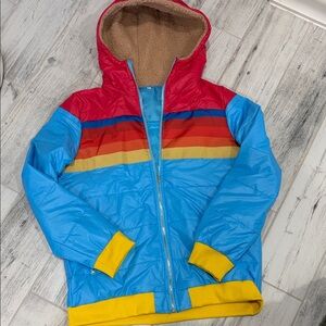 Colorful Hooded Jacket with Stripes
